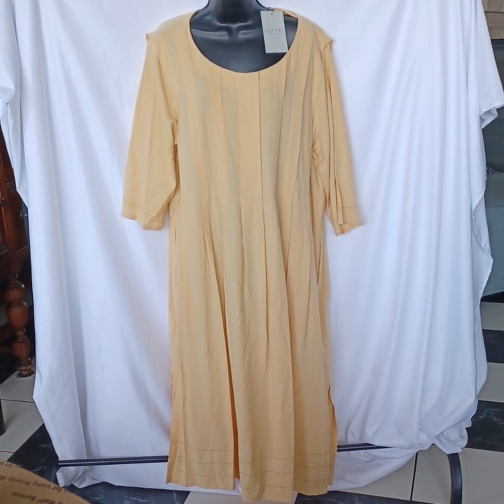 Poetry Scoop-Neck Dress in soft yellow, sz 14